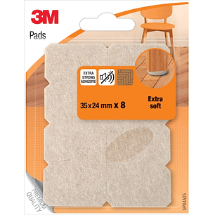 3M Pack de 8 Almohadillas de Fieltro - Extra Suaves - 35x24mm - Color Beige