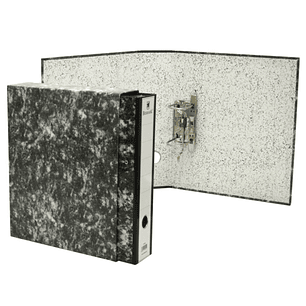 Bismark Archivador A-Z Jaspeado Folio con Funda - Lomo 75mm - Carton Forrado - Tarjetero en el Lomo - Mecanismo de Palanca - Color Negro Jaspeado