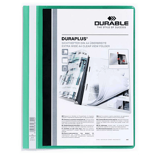 Durable Duraplus Carpeta de Fastener - Para Formato A4+ - Compartimento Interior - Tapa Posterior de Color Verde