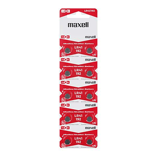 Maxell Pack de 10 Pilas Alcalinas de Boton LR41 1.5V