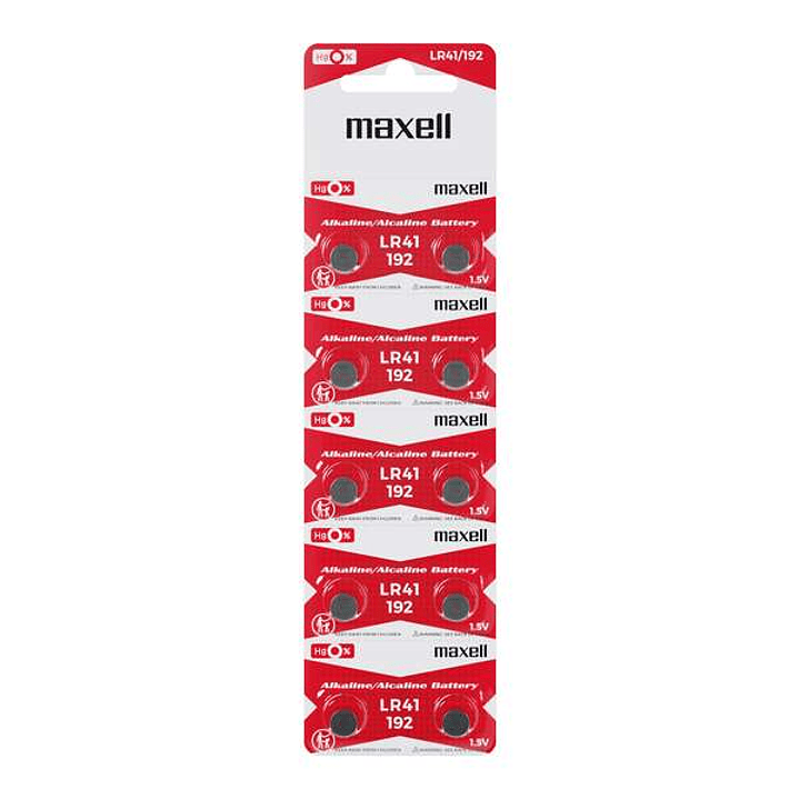 Maxell Pack de 10 Pilas Alcalinas de Boton LR41 1.5V 1
