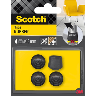 Scotch Pack de 4 Conteras de Goma - Diametro de 18mm - Color Negro