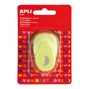 Apli Perforadora de Papel en Forma de Luna - Tamaño de Figura 16mm - Alta Calidad para Papel, Carton y Cartulina - Deposito de Restos de Papel - Doble