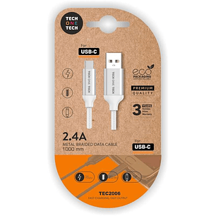 TechOneTech Cable USB-A Macho a USB-C Macho - Recubierto de Nylon Trenzado - Longitud 1m
