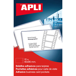Apli Bolsillos Adhesivos Porta Tarjetas - 95 x 60mm - Ideal para Presentaciones Impresas, Dosieres, Catalogos, Libros, Planos, Archivadores, Carpesano