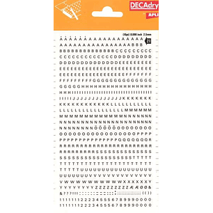 Apli Letras y Numeros Transferibles - 2.5mm - 731 Caracteres - Facil Aplicacion y Gran Adherencia - Negros