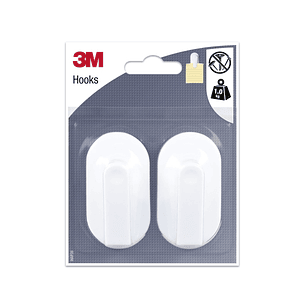 3M Pack de 2 Ganchos Adhesivos para Notas - Soporta hasta 1kg - Color Blanco