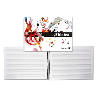Golden Cuaderno de Musica con 20 Hojas - Interlineado de 3mm - Papel de 100gr