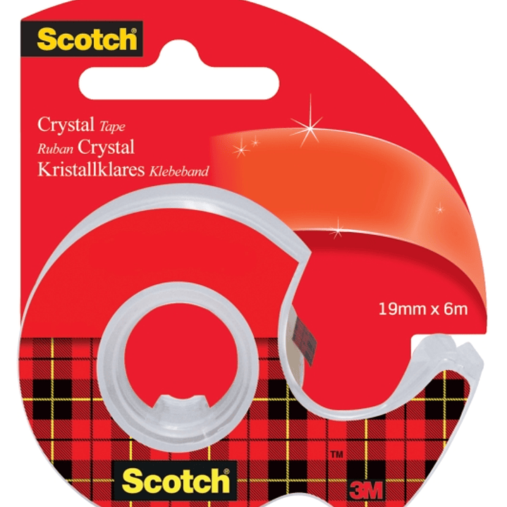 Scotch Crystal Cinta Adhesiva - Incluye Dispensador 19mm x 6m - Color Transparente 1