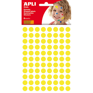 Apli Pack de 528 Gomets Redondos Ø 10.5mm - Adhesivo Permanente - Ideal para Escuelas Infantiles y Colegios - Color Amarillo