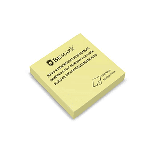 Bismark Taco de 100 Notas Adhesivas 76x76mm - Adhesion Fuerte - Facil de Usar - Color Amarillo