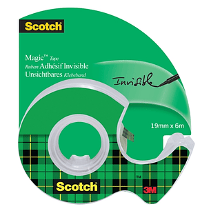 Scotch Magic Cinta Adhesiva Invisible 19mm x 6m - Incluye Dispensador - Color Transparente