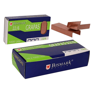Bismark Caja de 1000 Grapas de Alambre de Alta Calidad Modelo 22/6 - Cobreadas