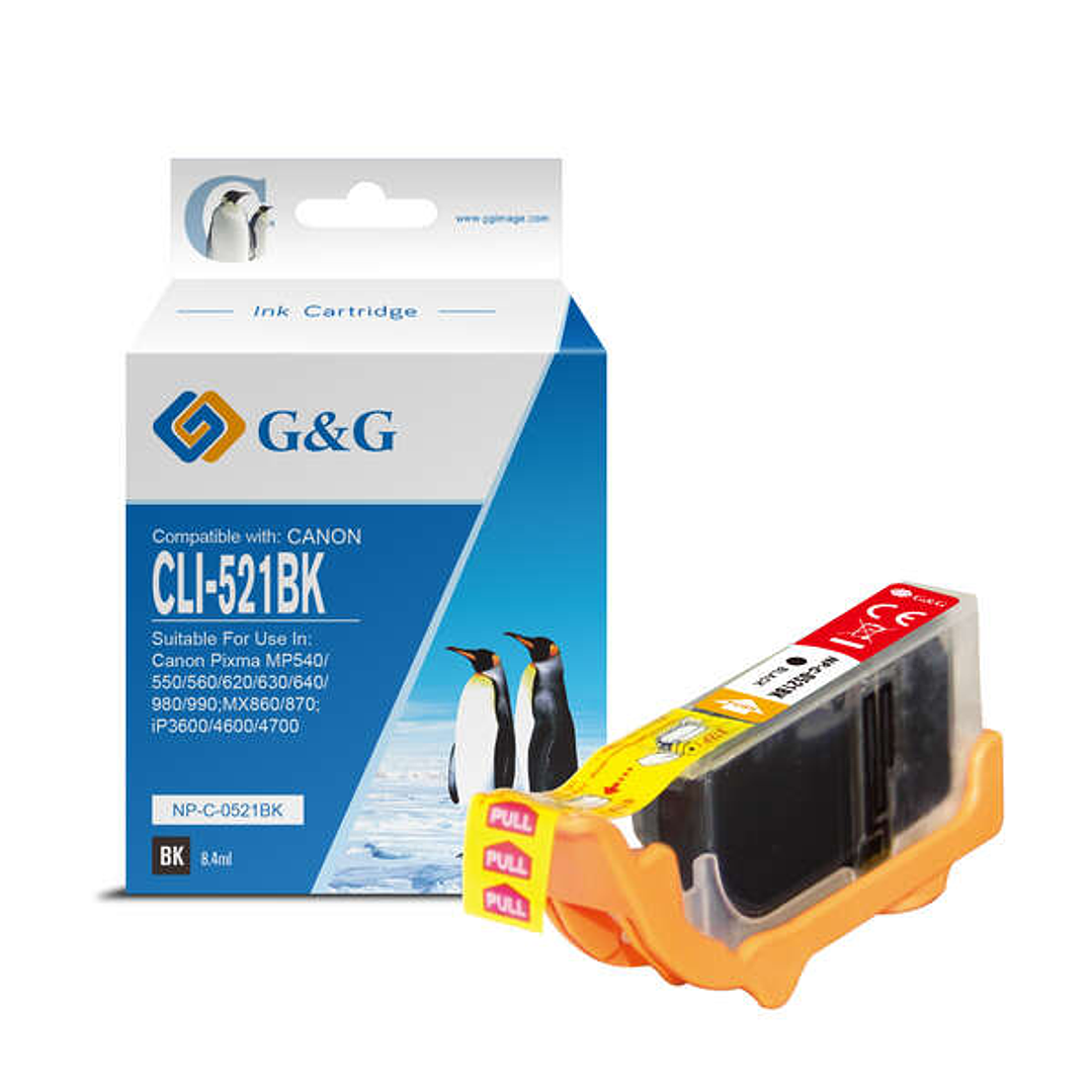 G&G Canon CLI521 Negro Cartucho de Tinta Generico - Reemplaza 2933B001 1