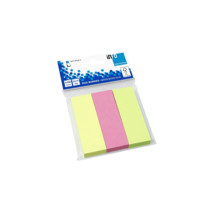 Global Notes inFO Pack de 3 Blocs de 100 Marcadores de Pagina 75 x 25mm - Certificacion FSC - Colores Amarillo, Verde y Rosa