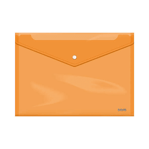 Dohe Sobre Portadocumentos Folio+ - Cierre de Broche - Polipropileno Cristal Transparente 150 Micras - Color Naranja