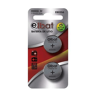 Elbat Pack de 2 Pilas Litio de Boton CR2032 3V