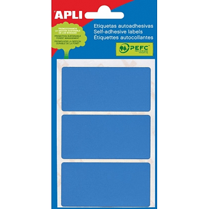 Apli Minibolsa de 15 Etiquetas Rectangulares 34x67mm - 5 Hojas por 3 Etiquetas - Adhesivo Permanente - Cantos Romos - Color Azul