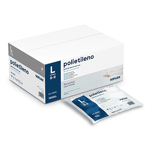Santex Polietileno Pack de 100 Guantes de Polietileno Talla L - Sin Polvo - Libre de Latex - No Esteriles - Transparentes