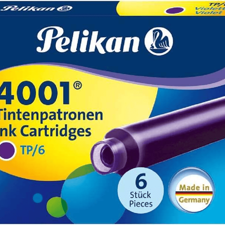 Pelikan Caja de 6 Cartuchos 4001 TP/6 - Compatible con Plumas Estilograficas Pelikan - Color Violeta 1