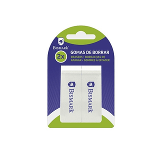 Bismark Pack de 2 Gomas Plasticas 2.5x7cm - Color Blanco