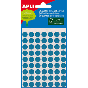 Apli Minibolsa de 288 Etiquetas Redondas Ø 8mm - 3 Hojas por 96 Etiquetas - Adhesivo Permanente - Color Azul