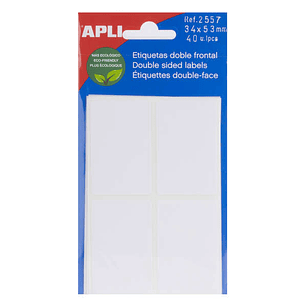 Apli Etiquetas Doble Frontal Blancas 34.0 x 53.0mm