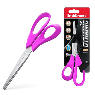 Erichkrause Dynamic Tijeras de Acero Inoxidable para Zurdos de 18cm - Afilado Doble - Resistente a la Corrosion - Mangos Ergonomicos - Colores Surtido