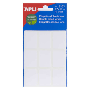 Apli Etiquetas Doble Frontal Blancas 22.0 x 32.0mm