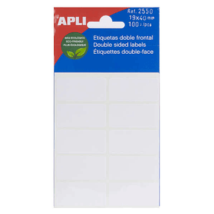 Apli Etiquetas Doble Frontal Blancas 19.0 x 40.0mm