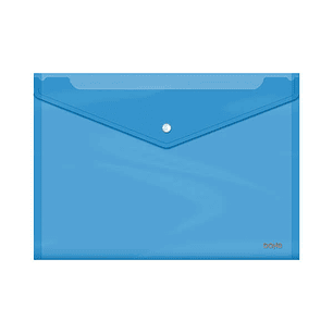 Dohe Sobre Portadocumentos Folio+ - Cierre de Broche - Polipropileno Cristal Transparente 150 Micras - Color Azul