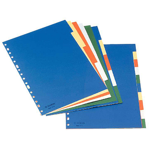 Esselte Separadores Plastico A4 con Cartulina Indice Blanco Negro - 10 Pestañas - Multitaladro - 5 Colores