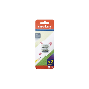 Molin Pack de 2 Afilalapices Metalicos de 1 Orificio para Lapices de hasta 10mm - Color Aluminio