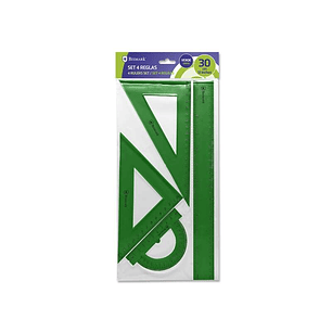 Bismark Pack de 4 Reglas de Alta Calidad - Incluye Regla 30cm, Escuadra 14cm, Cartabon 20cm y Transportador 13cm - Ideal para el Colegio - Color Verde