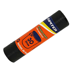 Jupiter Rollo de 10 Bolsas de Basura de 30L - Primera Calidad - Color Negro