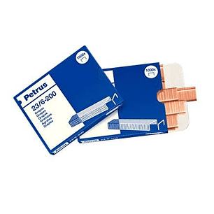 Petrus Grapas 23/6-200 Cobreadas - Hasta 20 Hojas - Caja de 1000 Grapas - Patilla de 6mm