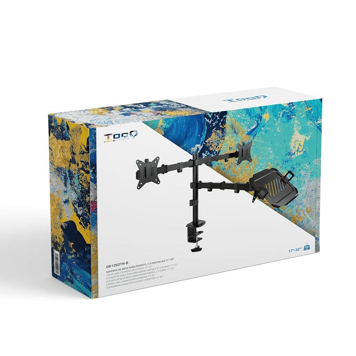 Tooq DB1202TN-B Soporte mesa 2 pantallas+ portatil 4