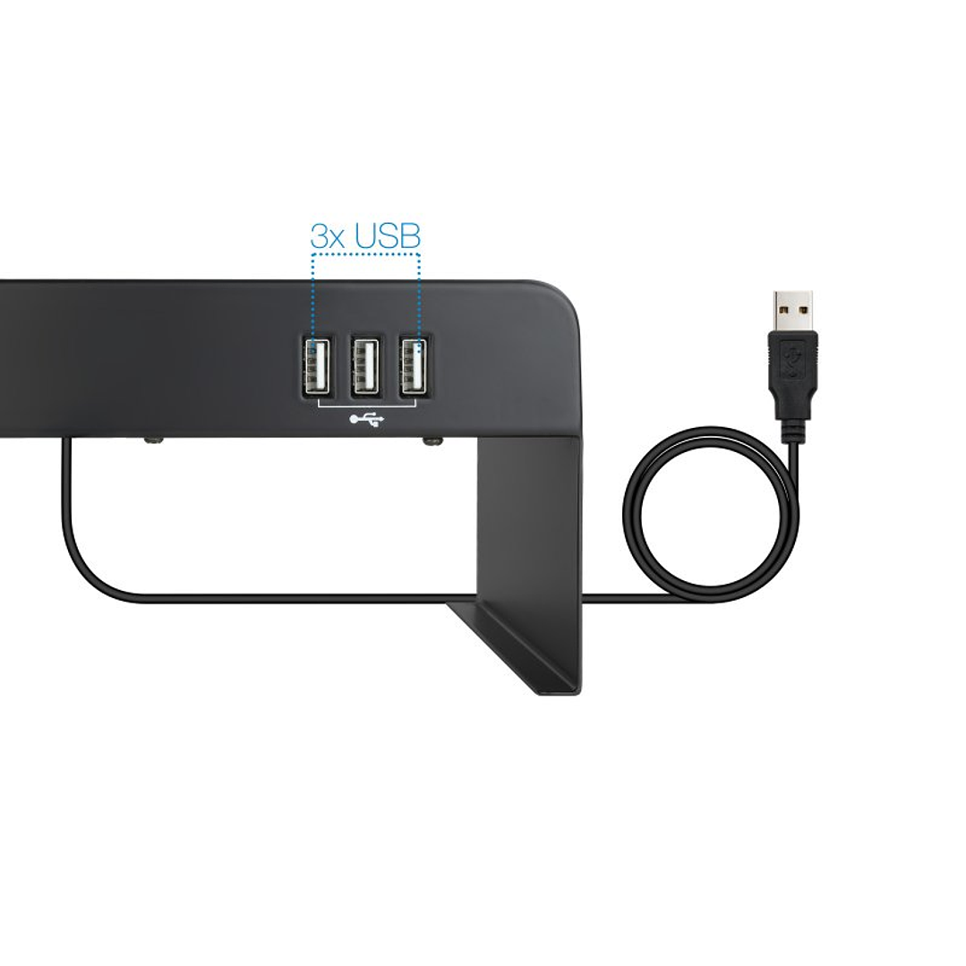 Tooq Soporte elevador monitor/portátil 3xUSB negro 3