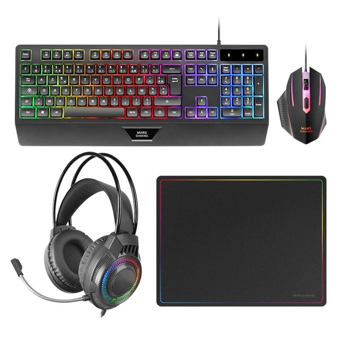 MARS GAMING TECLADO+RATON+ALFOMBRILLA+AURICULAR 1