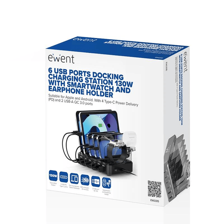 EWENT estación de carga 6 USB 130w Reloj-Auric 4