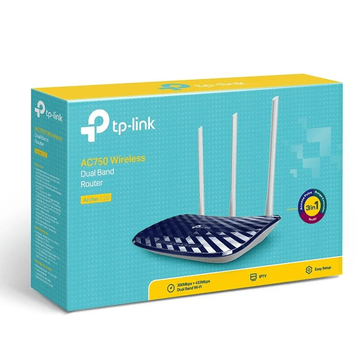 TP-Link Archer C20 Router WiFi AC750 1xWAN 4xLAN 4