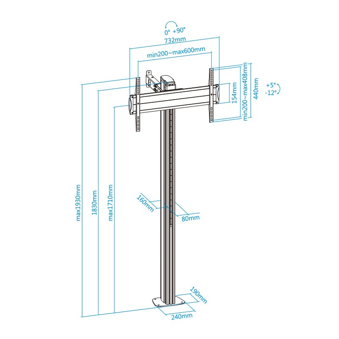 Tooq FS2270M-B Soporte suelo fijo  37-70