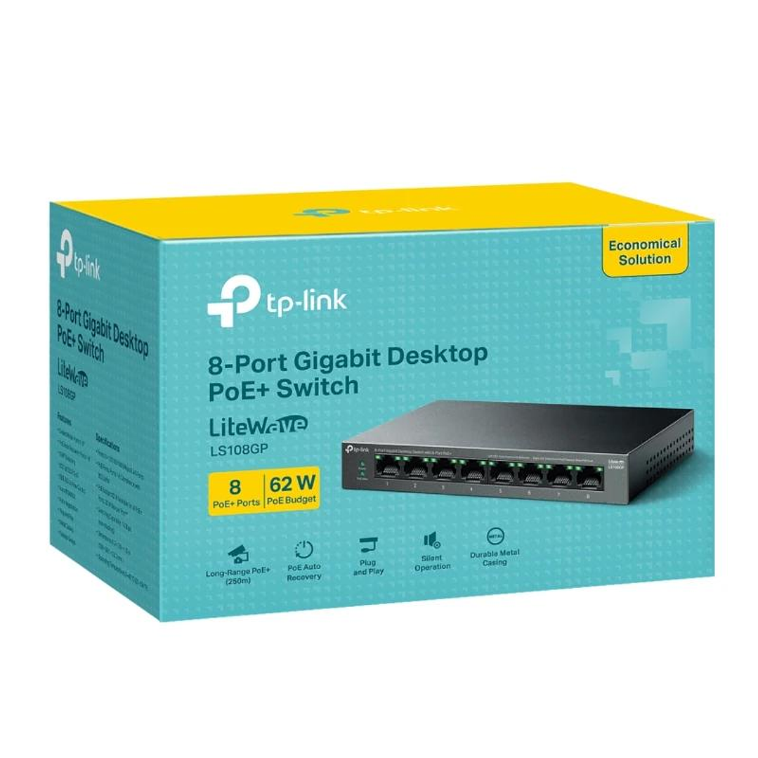 TP-Link LS108GP Switch 8xGb PoE+ 62W Desktop 4