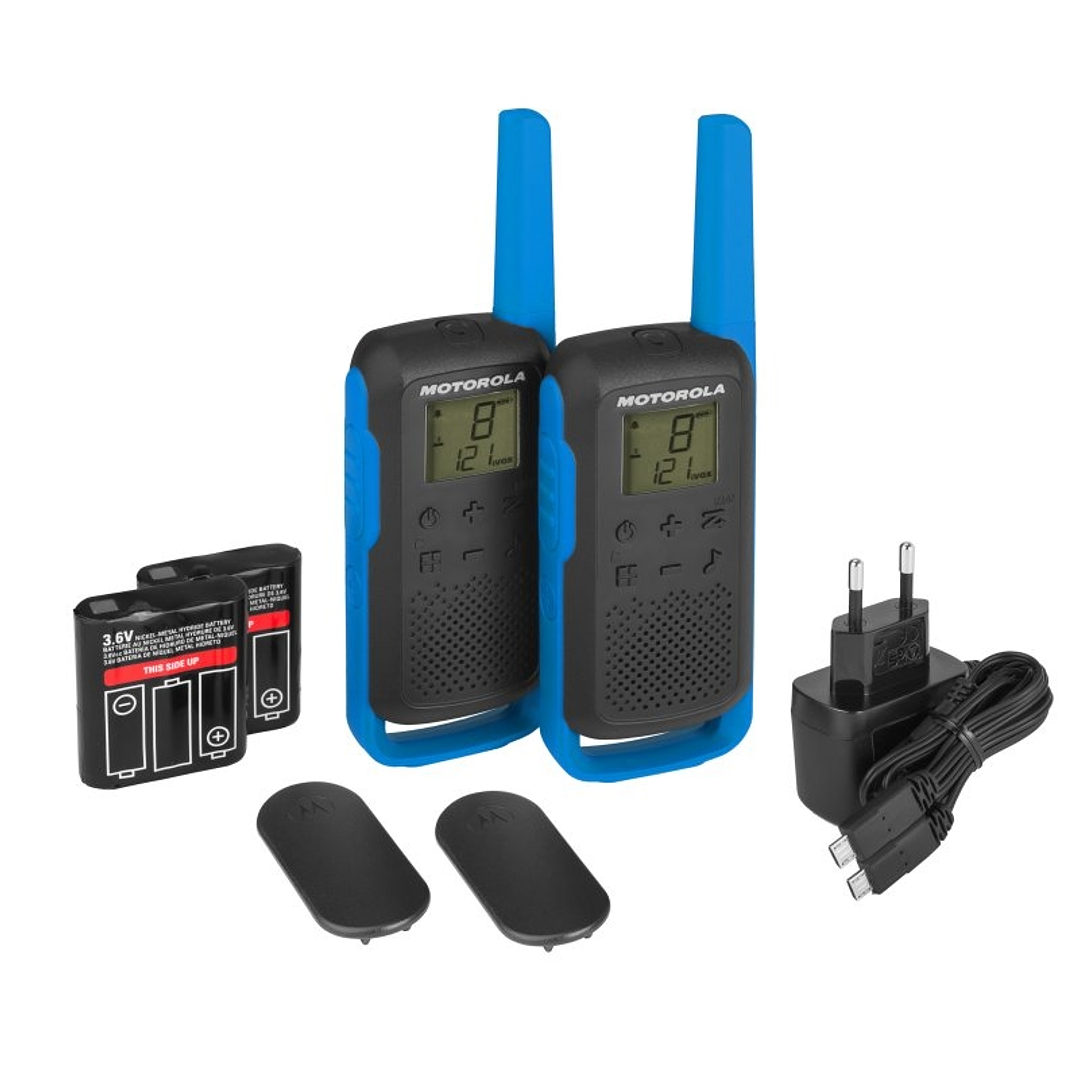 MOTOROLA T62 Walkie Talkie 8Km 16CH Azul Duo 1