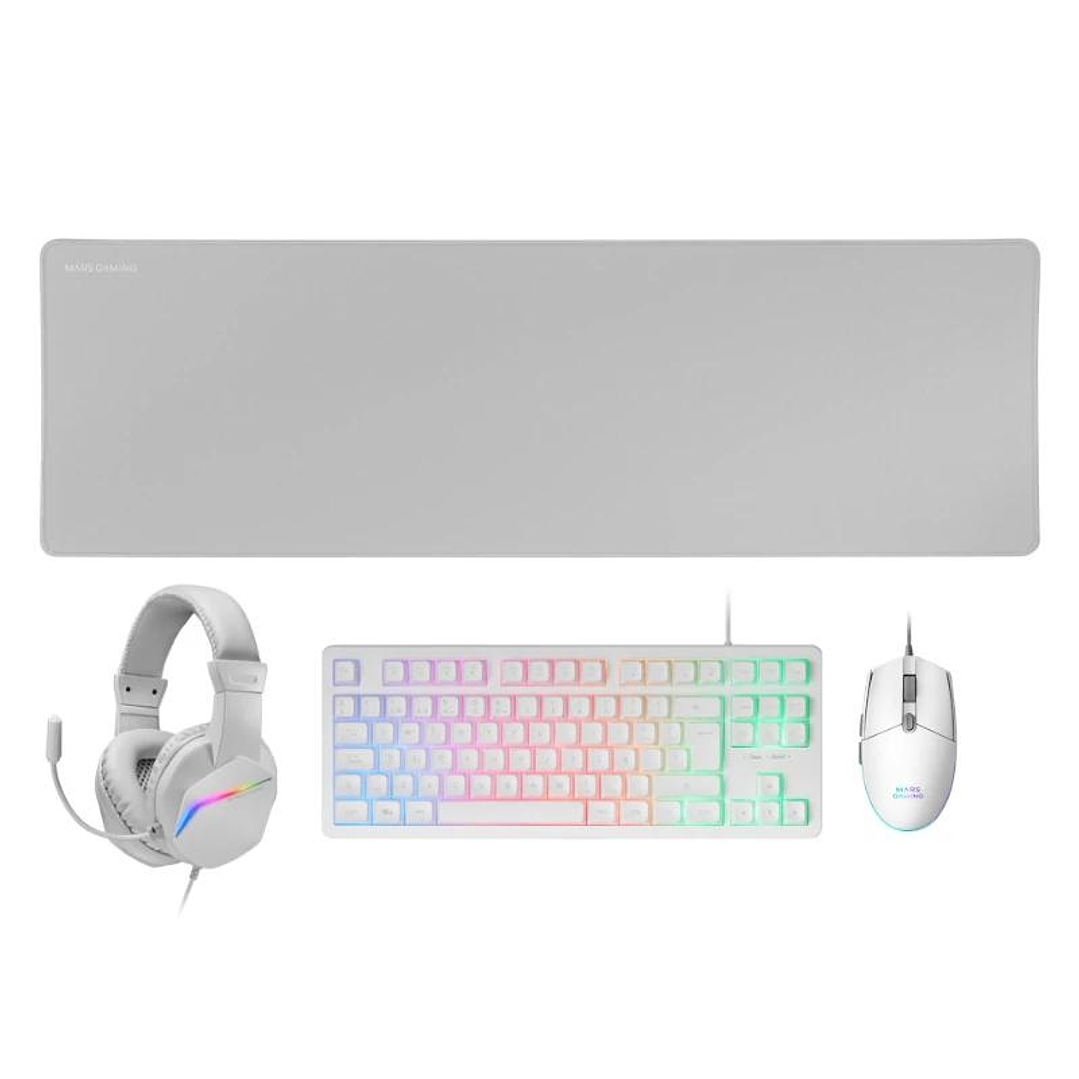MARS GAMING Combo Gaming MCP-RGB3W 4EN1 BlancO 1