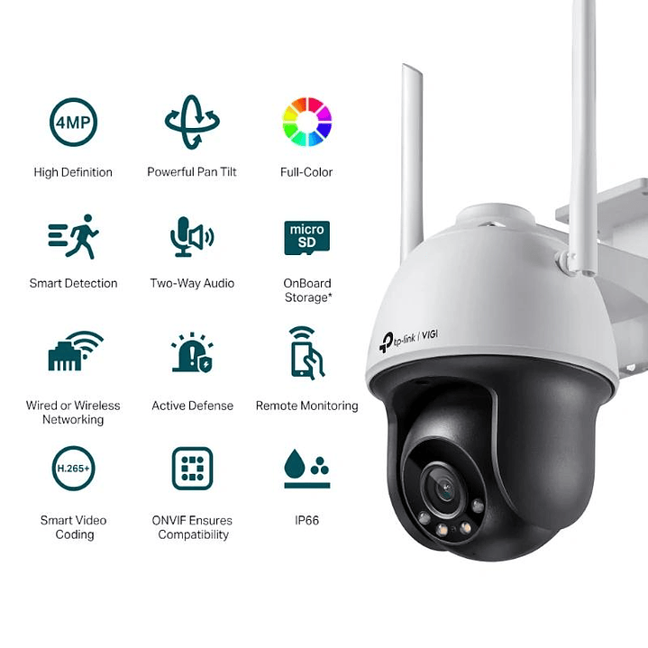 VIGI Cámara IP PT C540-W 4MP Plástico FColor Wi-Fi 2