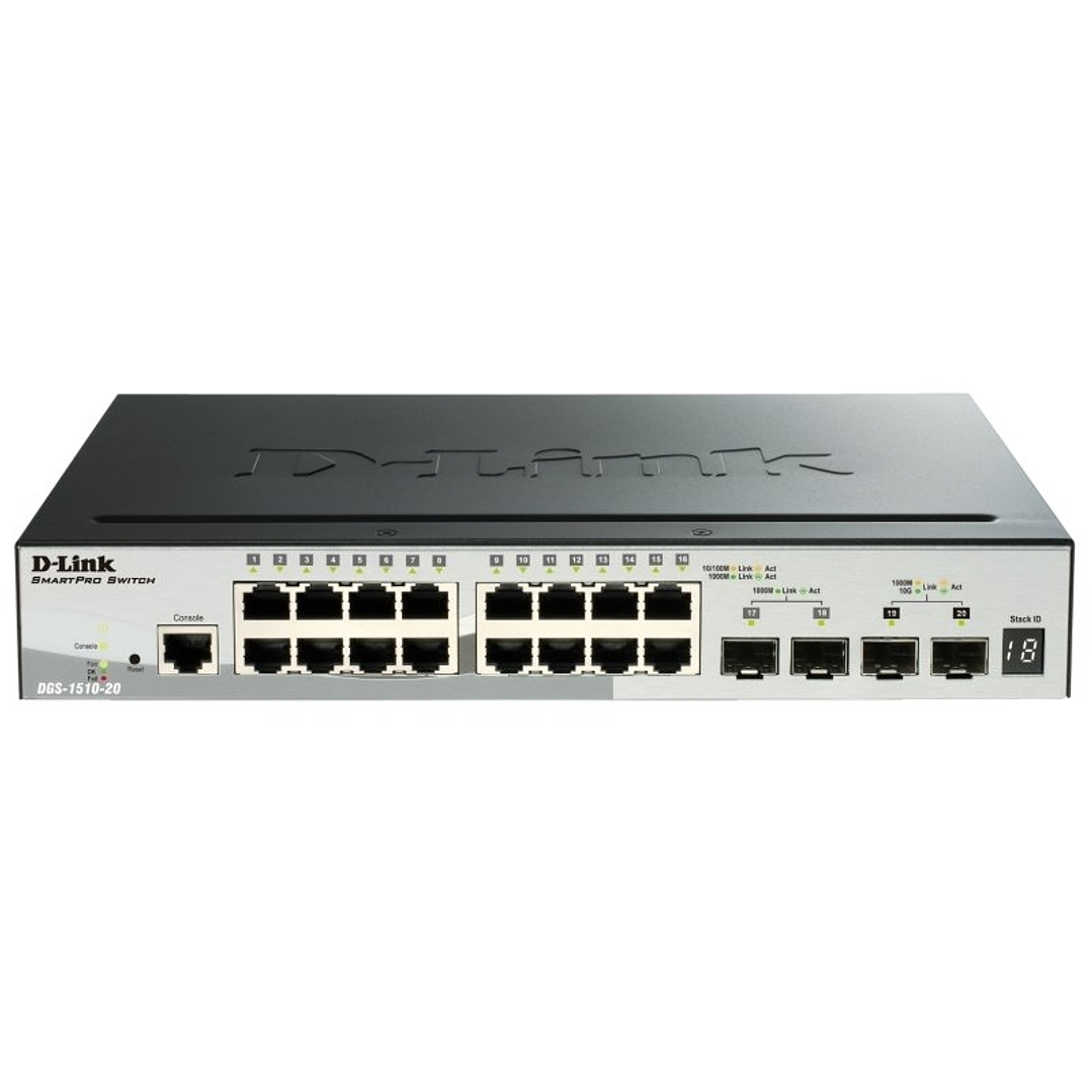 D-Link DGS-1510-20/E Switch L2 16xGb 2xSFP+ 2x10Gb 1