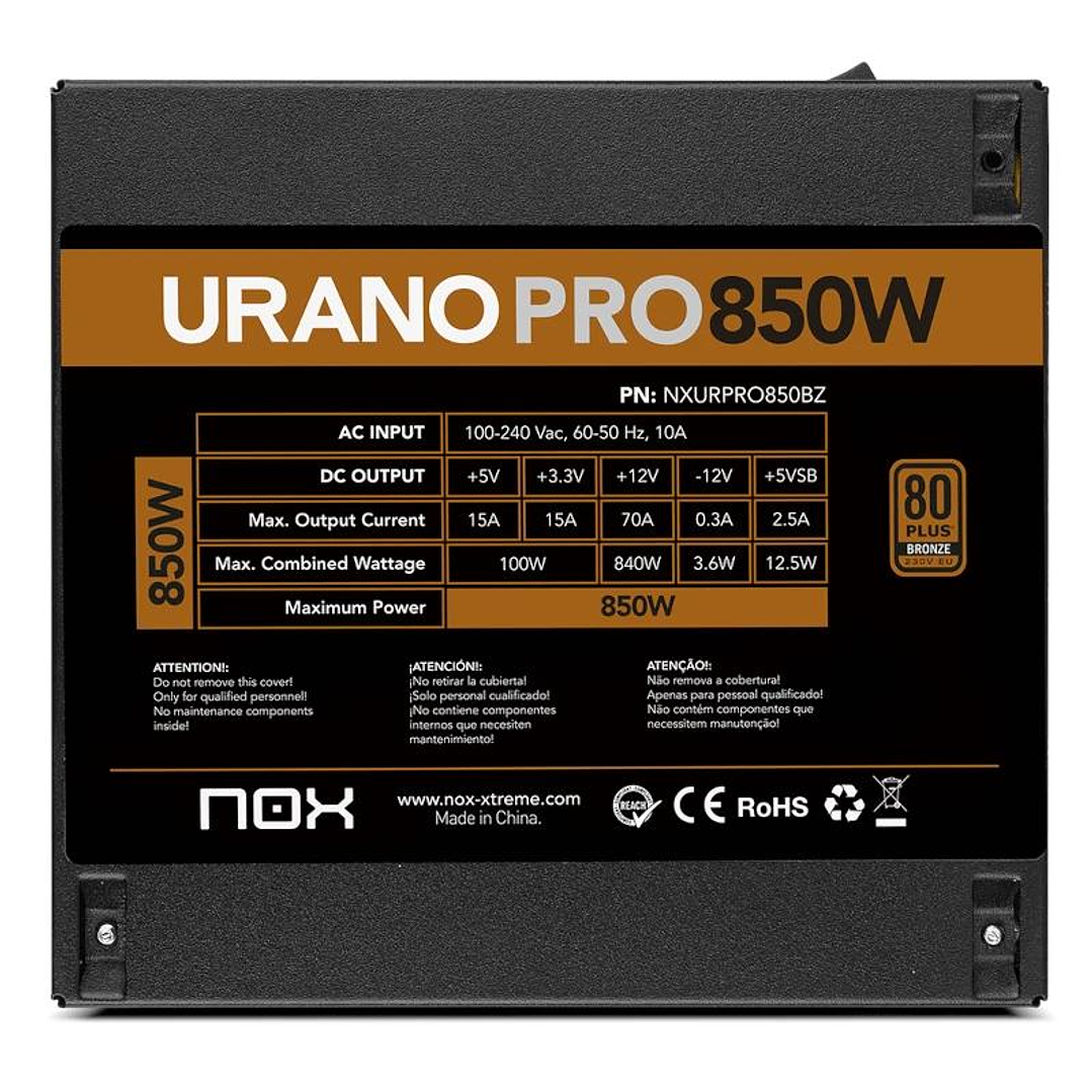 NOX Fuente ATX Urano PRO 850W Bronze 4