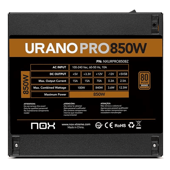 NOX Fuente ATX Urano PRO 850W Bronze 4