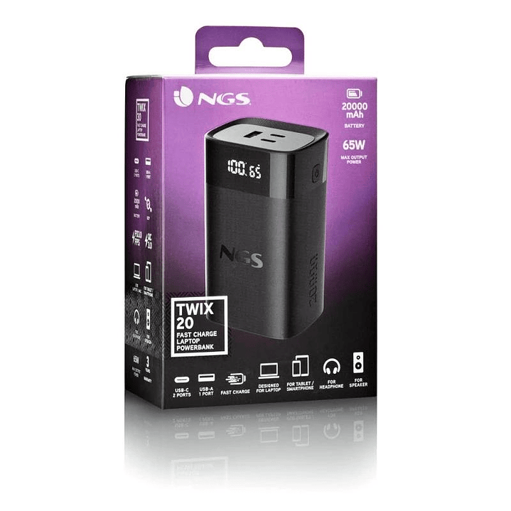 NGS BATERIA EXTERNA PORTATIL CARGA RAPIDA 65W 4